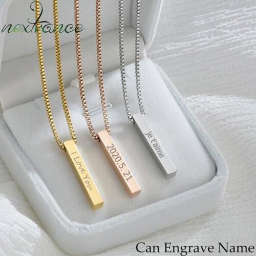 Nextvance Personalized Engrave Name Words Pendant Necklace Custom Chain Box Necklaces For Lover Women Birthday Gift Wholesale
