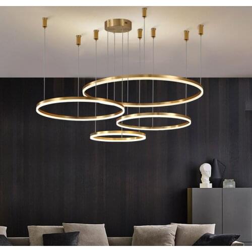New Minimalist Modern LED Chandelier Home Lighting Brush Rings for Living Dining room Kitchen Lustre Hanging Indoor fixtures