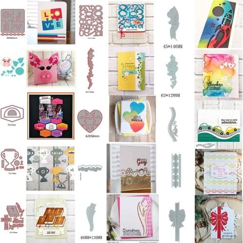 Cutting Dies Piggy Car Track Book Tulip Trophy Love Heart Shape Rocket For DIY Scrarpbooking Embossing Cards Crafts Dies 15