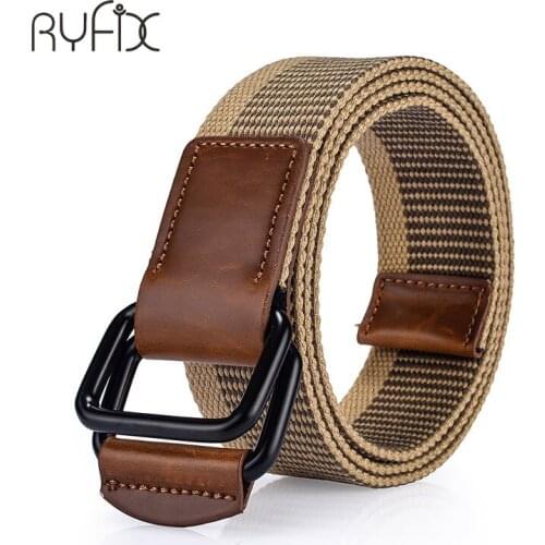 Teenager Casual Nylon Double buckle canvas belt Mens outdoor sports and leisure belts Students youth weave belt NS06