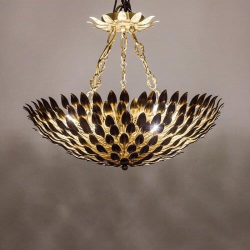 Luxury European Full Copper Living Room Pendant Lamp France Villa Dining Room Pendant Lights Hotel Chain Restaurant Hanging lamp