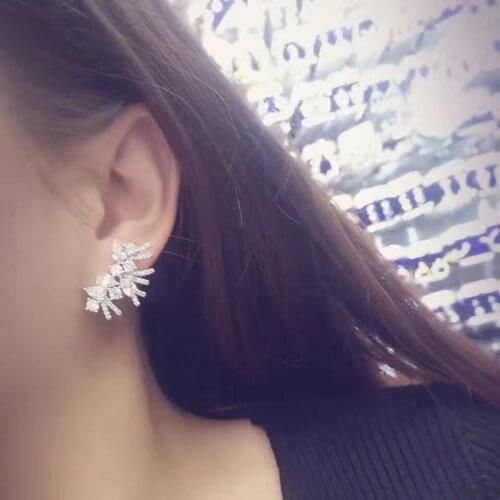 YAN MEI Fashion Micro Mounted Zircon PLANT Earrings Dress Earring Women Weeding Gift GLE6415Y
