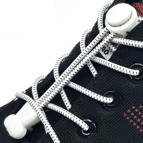 1 Pair Round Lazy Elastic No Tie Shoelaces With Freely Adjustable Length Locking Shoe Laces