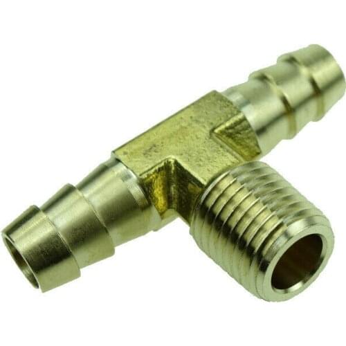 3/8 Hose Barb Tee x 1/4" NPT Male Pipe Thread Fitting Connector Water Gas Fuel