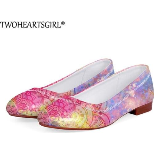 Womens Slip On Loafers Rainbow Boho Mandala Pattern Leather Single Shoes Flats Stylish Party Wedding Shoes Zapatos for Ladies