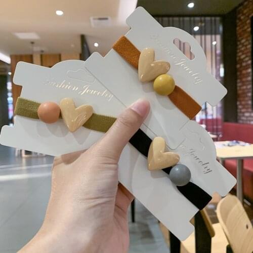 Korean Style High Quality Hot Selling Fashion Acrylic Heart Hair Band Protective Hair Rope High Elastic Hair Ring Headpiece Gift