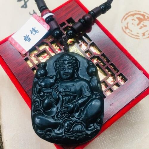 Zheru natural and Tian Moyu carved lotus Guanyin pendant with sandalwood beads necklace beautiful men and women sweater chain