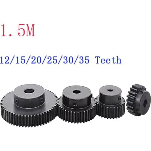 1.5 Module Carbon Steel Spur Gear With Metal Boss 12/15/20/25/30/35 Teeth 5-8mm Inner Hole Strong and durable