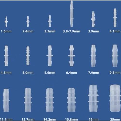 1.6-25mm 10pcs PP Plastic Pipe Connector Aquarium Air Pump Tube Fittings Hose Peristaltic Pump Straight Connector