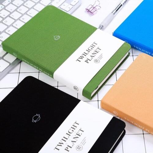 1pcs Korea Stationery Student Diary Microlight Planet Hardcover Fabric Handbook Double Sided Line Creative Notepad