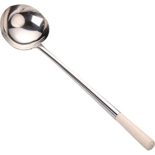 1pc Long Handle Soup Porridge Spoon Kitchen Cooking Tableware Tool Stainless Steel Round Spoons for Soup Cooking Mixing Stirr