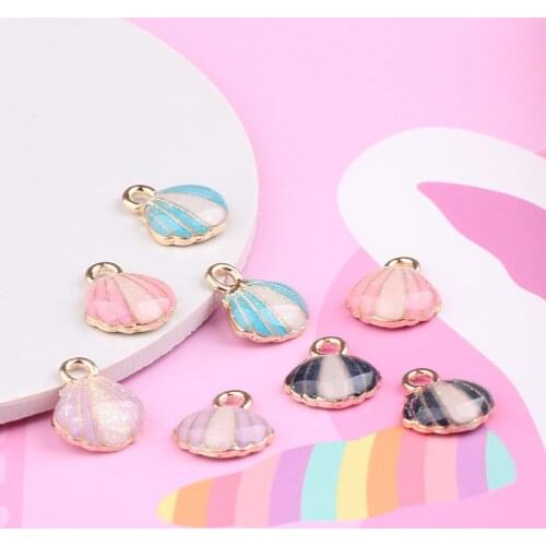 10pcs Drop Oil Seashell Alloy Enamel Charms Pendants Small Glitter Seashell Charm DIY Decoration Earring Jewelry Accessory FX020
