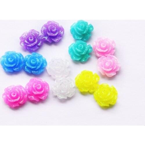 100pcs/lot many styles Resin Rose Flower Flatback Appliques for earring decoration