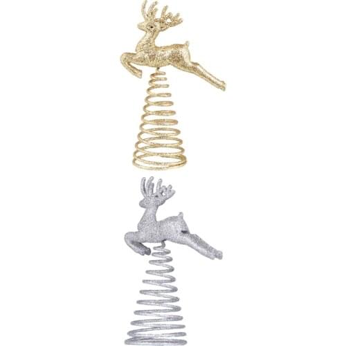 2Pcs Adorable Party Tree Ornament Elk Modeling Treetop Stand for Christmas