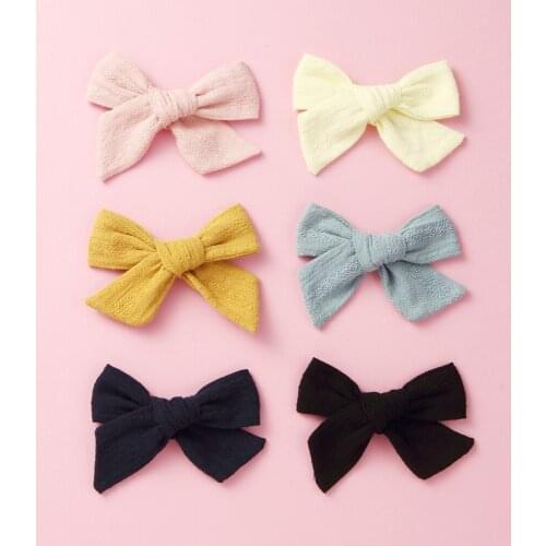 20 pcs/lot, 3.7" Hand Tied Cotton Fabric bow hair clips, Baby Girls Cotton bow nylon headbands Baby hair accessories