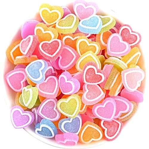 50Pcs 15*17mm Resin Simulation Frosted Love Candy Flat Base Cabochon Jewelry Hair Ornament Accessories DIY Craft Jewelry