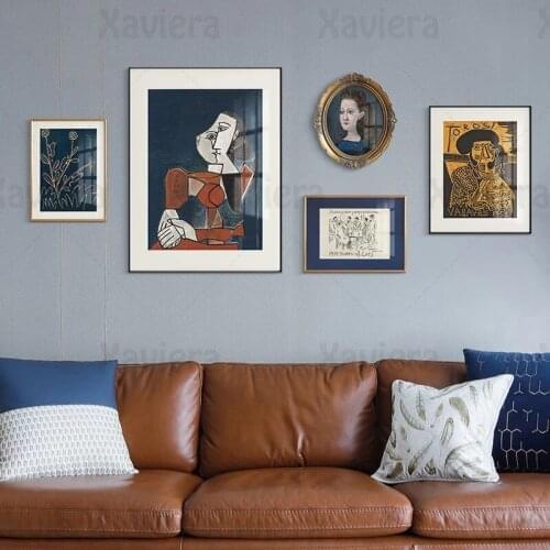Abstract Wall Art picasso Vintage Posters and Prints Portrait Painting Canvas Painting Living Room Mural Retro Style Home Decor