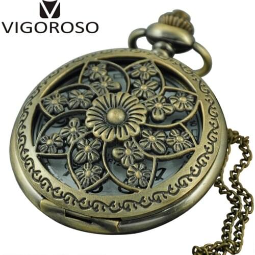 Bronze Vintage One Piece Quartz Pocket Watch For Men Women Gift Necklace Pockets Watches With Necklace Chain Gift