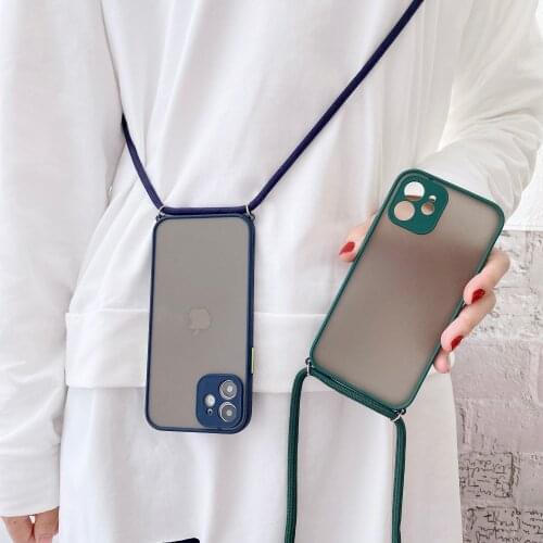 Crossbody TPU Phone Cover For iPhone 12 11 Pro Max 12 Mini XS Max X XR 8 7 6 6S Plus SE 2020 Case Strap Neck Lanyard Rope Fundas