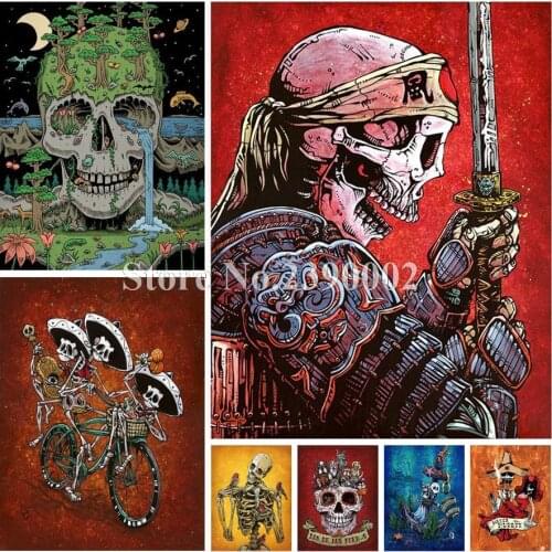 Skull DIY Full Diamond Painting Needlework Diamond Embroidery Rhinestone Mosaic Canvas Cross Stitch Crafts Decoration Art Gift