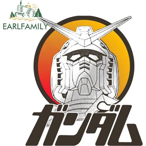EARLFAMILY 13cm x 11.6cm for Gundam Head Close-up Car Stickers and Decals DIY Waterproof Anime Graffiti Stickers for Car Door