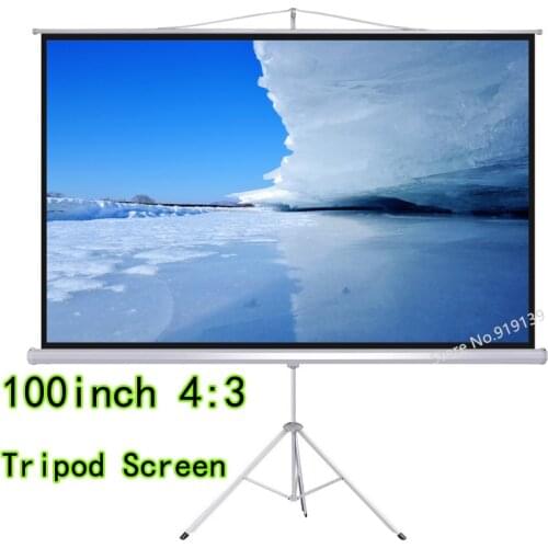 High Definition 100 inch 4:3 Tripod Projector Screen Portable Floor Stand Bracket HD Projection Screens For Cinema Office PPT