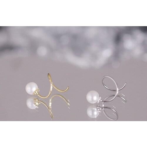Exquisite Pearl Clip Earrings Fashion Geometry Unusual Piercing Jewelry For Women Wedding Party Elegant S925 Earrings Wholesale