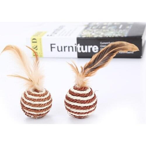 8 pcs Natural Sisal Ball Cat Scratching Posts Toys Kitten Interactive Feather Toys Pet Cats Products
