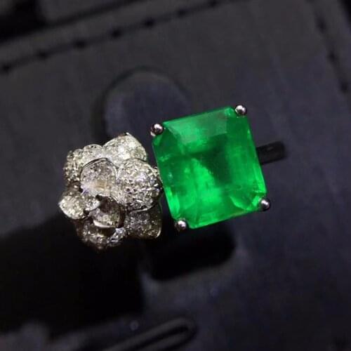 Fine Jewelry Pure 18 K Gold Real Diamonds 18K Gold Jewelry Natural Emerald Gemstones 1.76ct Female Rings for women Fine Ring