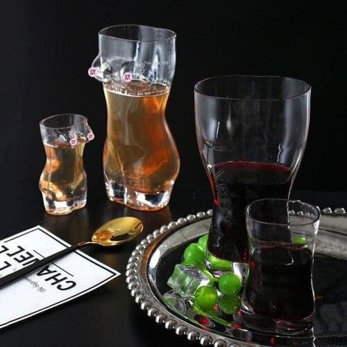 Creative heat resistant mens glass small wine cup household glass strong wine cup bar beer cup human body cup