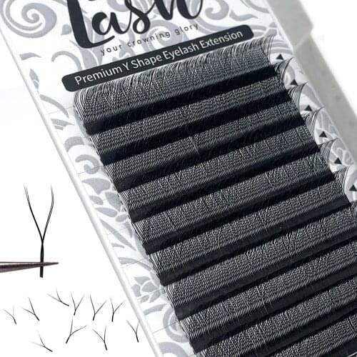 MASSCAKU 12 lines Matte Individual Eyelashes Extension Faux Mink Premium Y-shaped Fluffy Lashes Trays 8-14mm C/D Curl