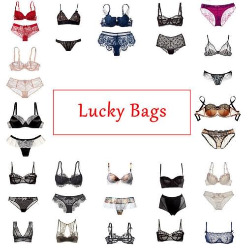 MiaoErSiDai Ladies Lucky Bag Bra and Panties (Include 2 bras + 2 panties) Women Sexy Free Bra Ladies Random Cheap Good Underwear