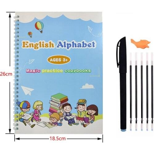 Reusable Writing Paste Calligraphy Groove Copybook For Kids Word Childrens Magic Book English Calligraphic Letter Practice Toy