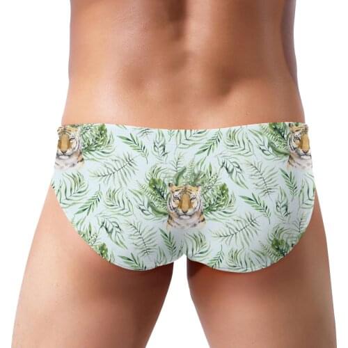 Mens Triangular Swimwear Low Waist Briefs Sexy Patchwork Mens Bikini Animal World Zoo Swim Pool Trunks