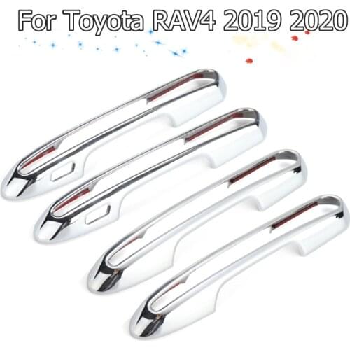 For Toyota Rav4 XA50 2019 2020 Car Door Handle Cover ABS Chrome Carbon Fiber Decoration Protector Trim Sticker Accessories 4pcs