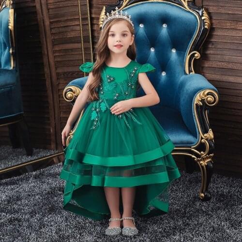 New Kids Dress for Girls Wedding Tulle Lace Girl Dress Elegant Princess Party Pageant Formal Gown For Teen Children Dress 3-10Y