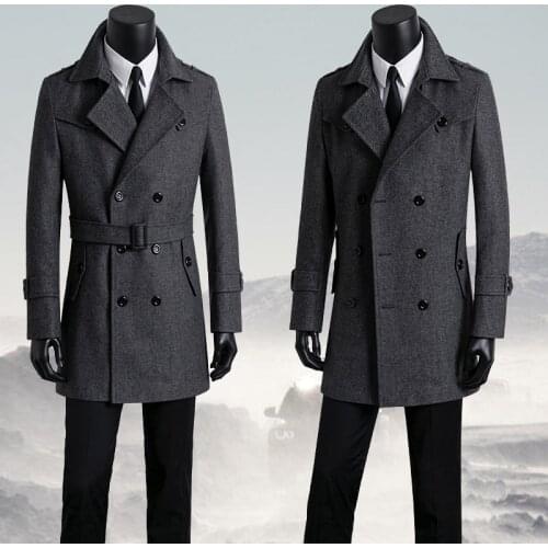 New arrival Fashion Double Breasted Coat Slim Male Thick Adjustable Waist autumn winter super large plus size SML-7XL8XL9XL10XL