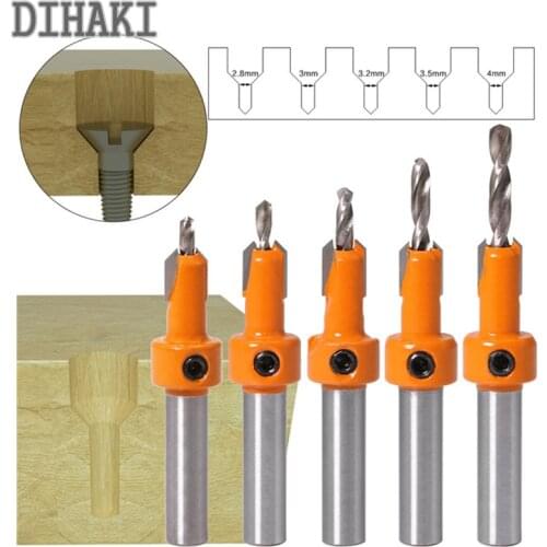 New 8mm Shank HSS Woodworking Countersink Router Bit Set Screw Extractor Demolition for Wood Milling Cutter