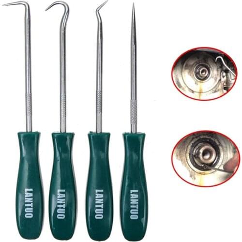 OLOMM 4Pcs 135mm Car Auto Vehicle Oil Seal Screwdrivers Set O-Ring Seal Gasket Puller Remover Pick Hooks Tools