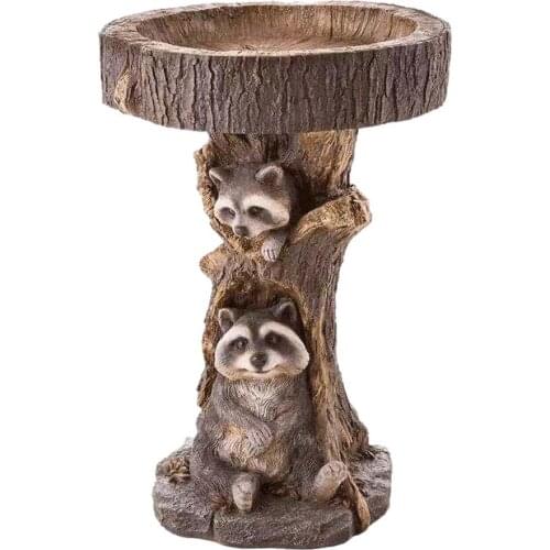Bird Water Feeder Resin Raccoon Dog Resin Bird Bath Drinking Feeder Decoration Artifact Hummingbird Feeder Garden Outdoor