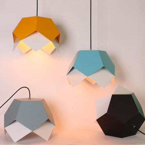 Nordic Colorful Iron Geometry Led Pendant Light, Modern Creative Hang lamp Fixtures For Home Lighting Bar Cafe Lamparas Colgante