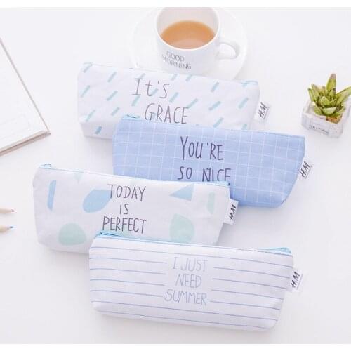 FGHGF Cute Fresh Canvas Zipper Pencil Bag Indie Pop Pen Pouch Stationary Office Supplies Free shipping Cosmetic Bag Capacious