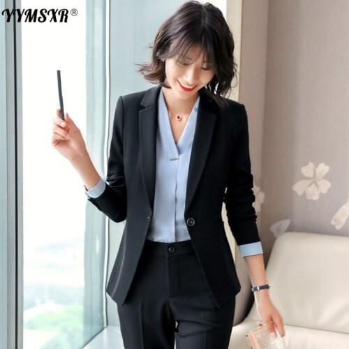 Temperament Womens Professional Suit Pants 2-piece of High-quality Autumn Slim Long-sleeved Business Interview Overalls Female