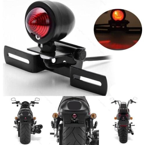 Universal Motorbike Rear License Plate Holder Brake Tail Light Cafe Racer
