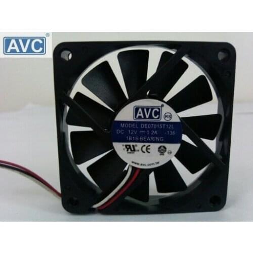For AVC F7015T12MY 7CM 70*70*15MM 7*7 7015 7CM Dual Ball 12V 0.2A 3Pin Fan For PC Case CPU Cooling Fan