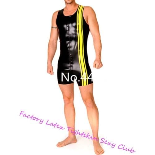 Tight skin Males' Latex Vest Tracking Suit Sexy Latex Tight Leotard Swimsuit Front Zip for Man XS-XXXL