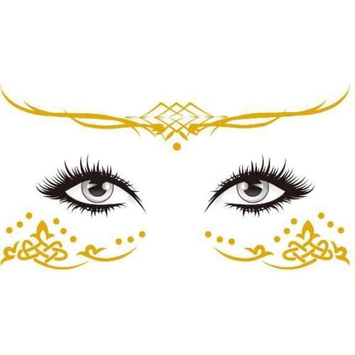 Gold Face Temporary Tattoo Sticker diamond totem Waterproof Freckles Makeup Eye Decal Body Art for Girl Kid design 19
