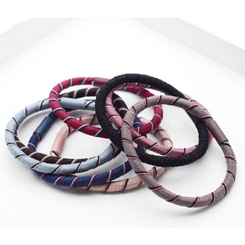 1PC/Lot Women Striped Colorful Basic Elastic Hair Bands Tie Gun For Hair Holder Headbands Rubebr Bands Lady Hair Accessories