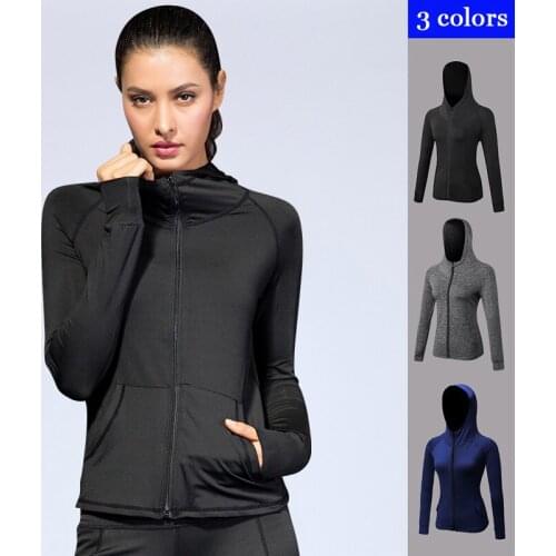 1PCS Women Sport Wear Hooded Hoodie Top Fitness Clothing Yoga Gym Clothes for Women Sportswear Solid Running Hoodie For Sport