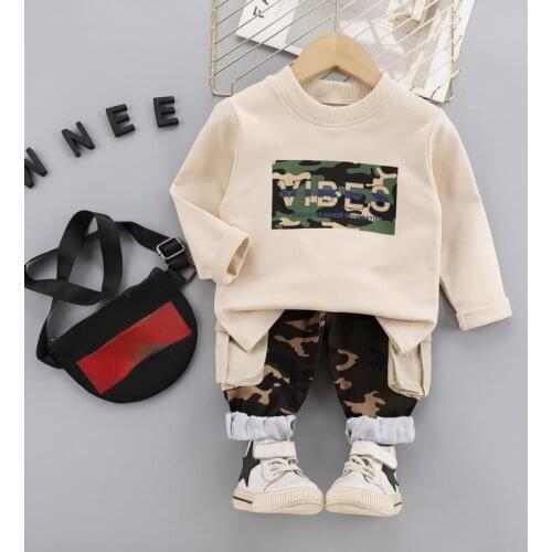 Baby Girls Boys Fashion Cool Camouflage Clothes Sets Kids Infant Letter Tops +Pants 2PCS Set Toddler Autumn Spring Tracksuit